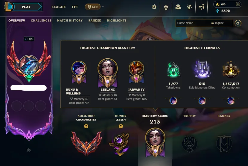 HUGE SALE!🔥LVL86 Master 680LP Handleveled💎139Champs 27Skins✅Lifetime Ownership Guarantee - Never Taken Back